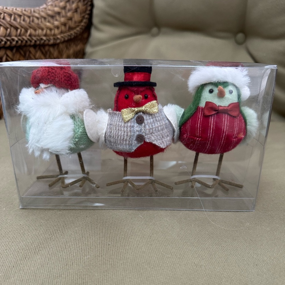 Set of three Christmas birds